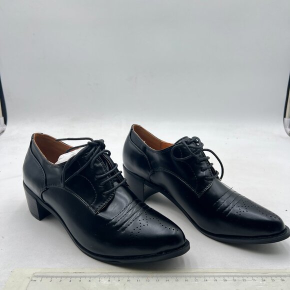 Black Men\'s Stylish Closed Cap Toe Low Heel Derby Oxfords Lace-Up Comfort Shoes